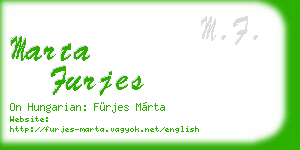 marta furjes business card